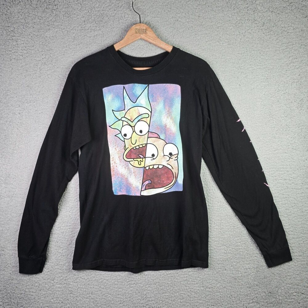 Rick and Morty Ripple Junction Long Sleeve Graphic Tee Black M Adult Swim